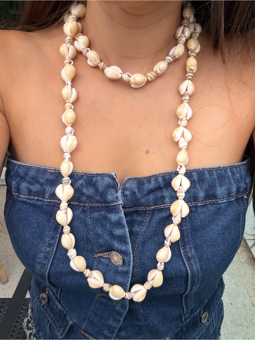 Beach Shell Beaded Necklace - Cream Beach Jewelry